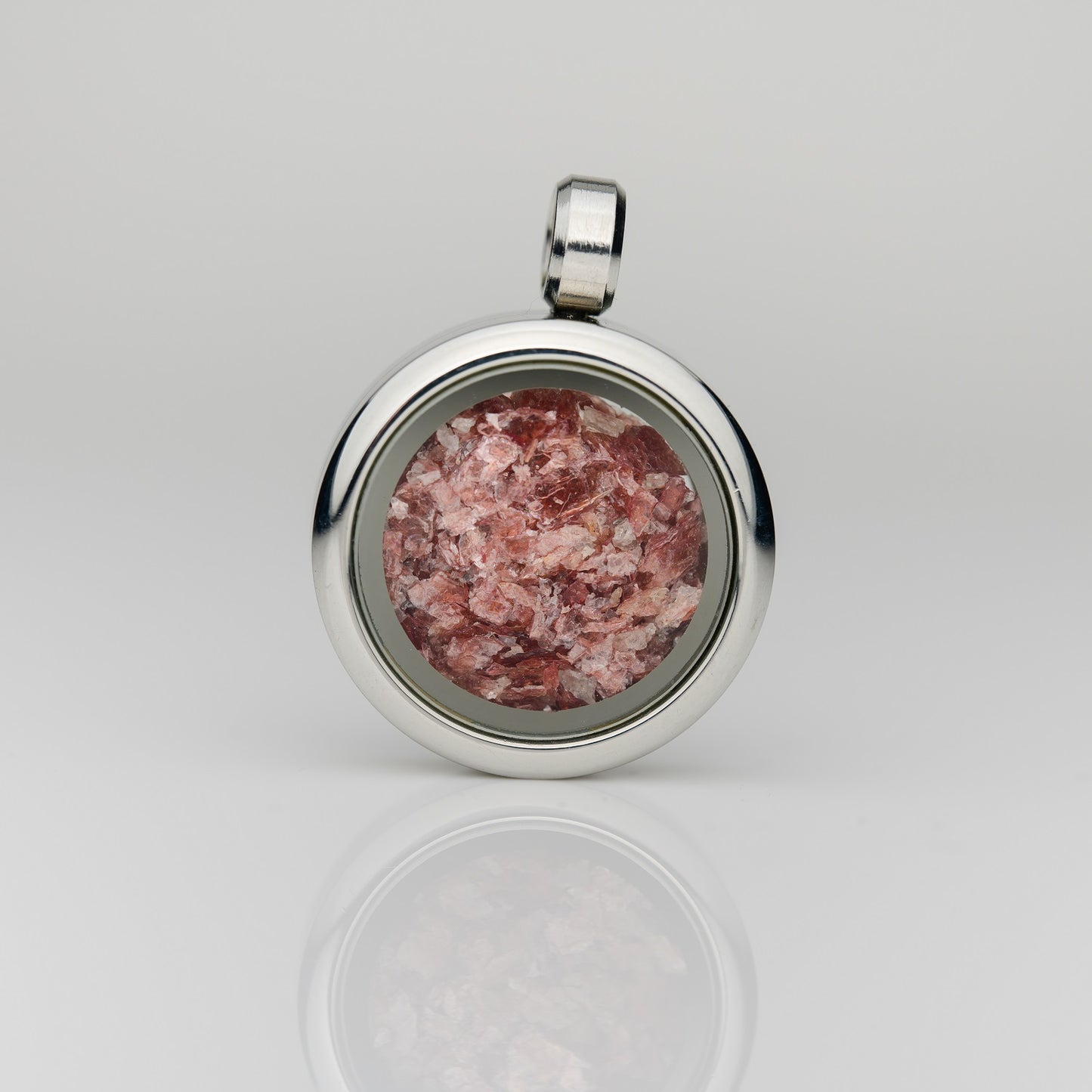 Glasmedaillon Alurgit roter Fuchsit Glimmer