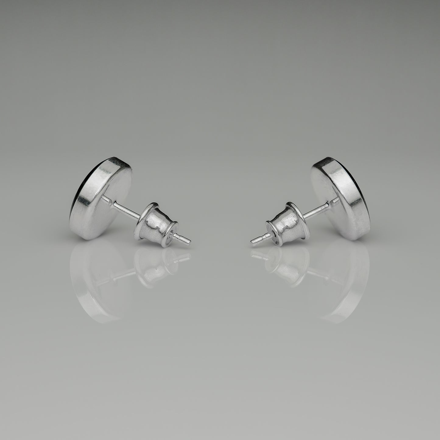 Siliziumcarbid mit 24K Blattgold 925 Sterlingsilber Ohrstecker 10mm