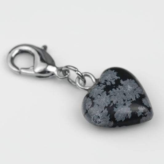 Schneeflocken Obsidian Herz Charm Wechselanhänger