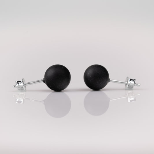 Obsidian Ohrstecker 8mm 925er Silber matt oder poliert