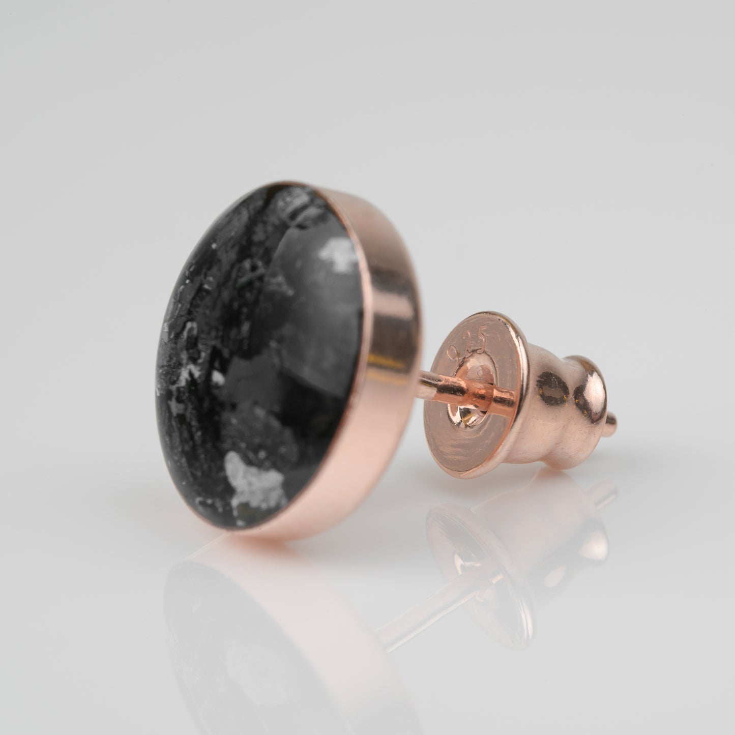 925 Sterlingsilber 18k Rosegold Ohrstecker 10mm mit Eifel Hämatit