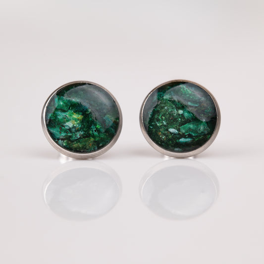 grüner Fuchsit Ohrstecker 12mm Edelstahl