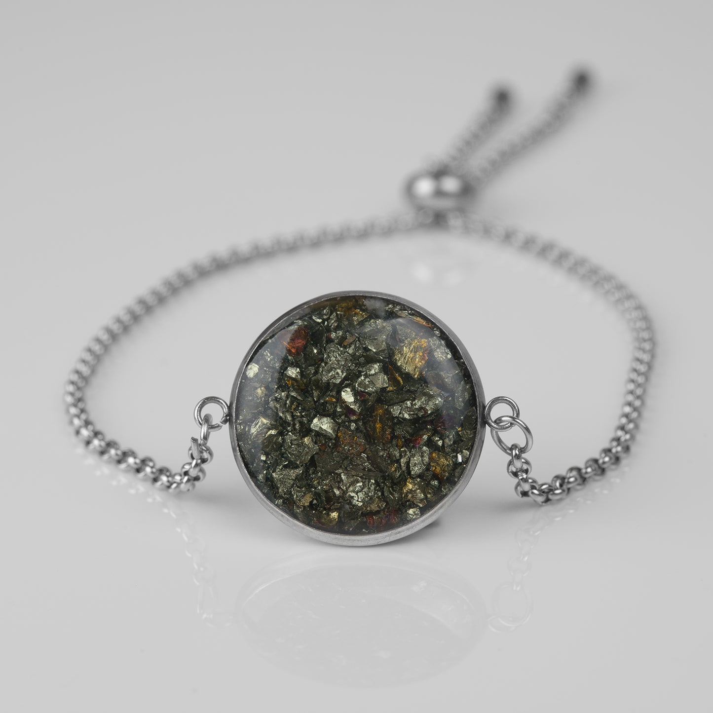 Chalkopyrit Armband Edelstahl mit Ziehverschluss