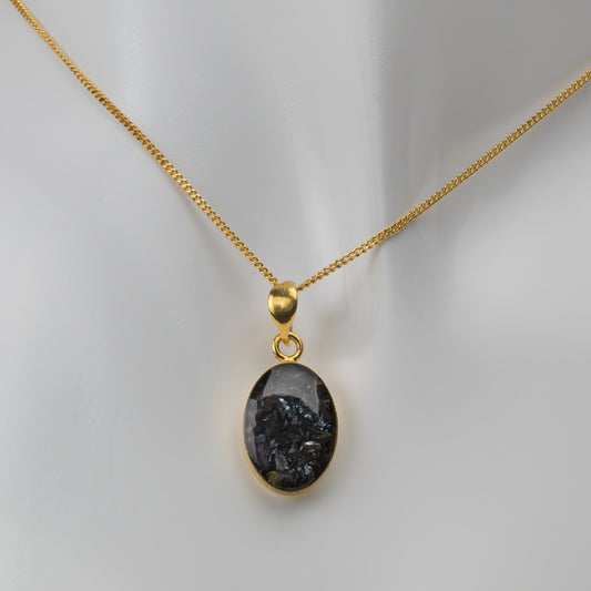 Medaillon 925er Sterlingsilber 24k Gelbgold vergoldet mit Elba Hämatit