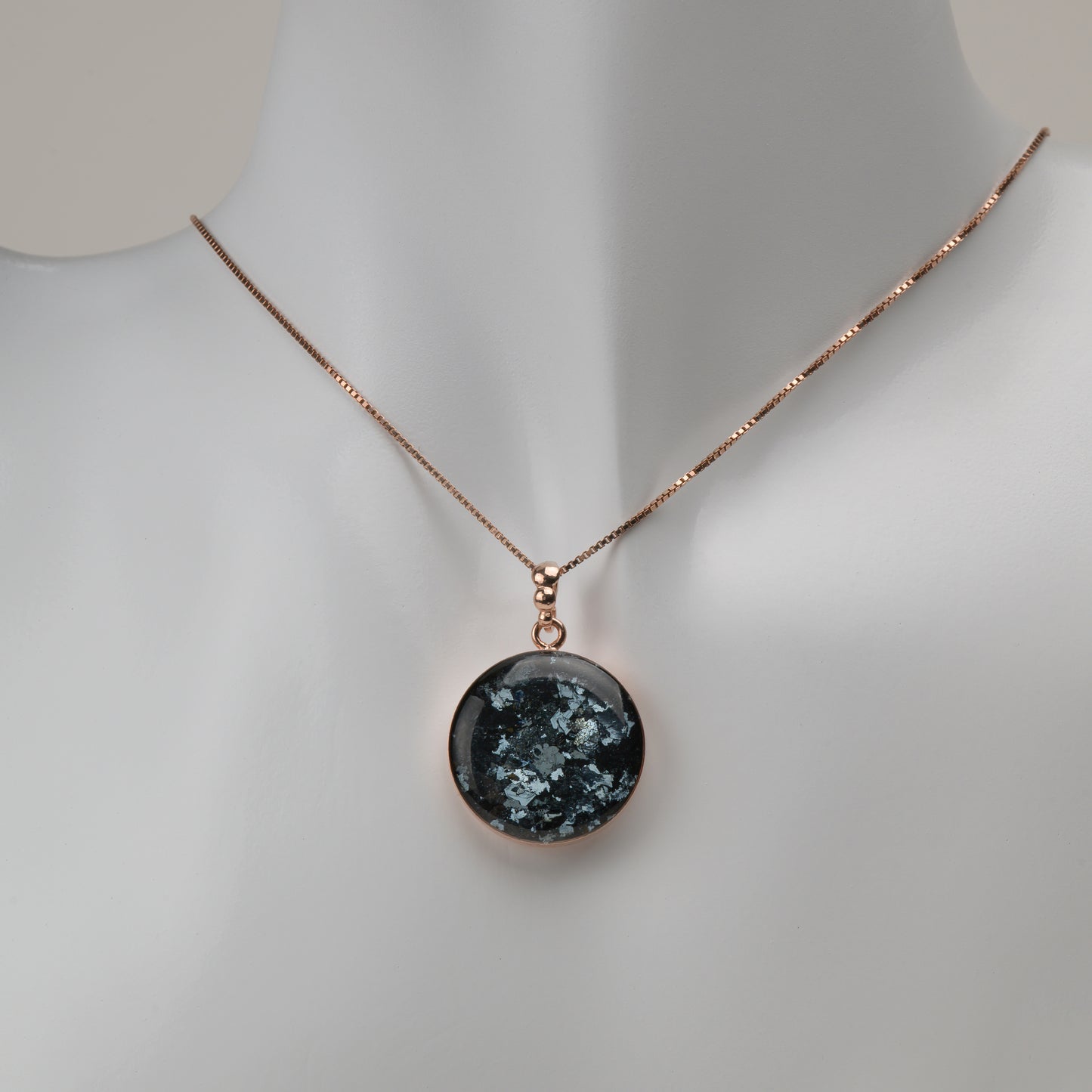 Medaillon 925er Sterlingsilber 18K rose vergoldet 20mm mit Eifel Hämatit