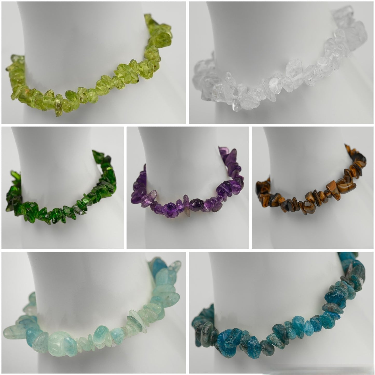 Verschiedene Edelstein Spiltter Armbänder