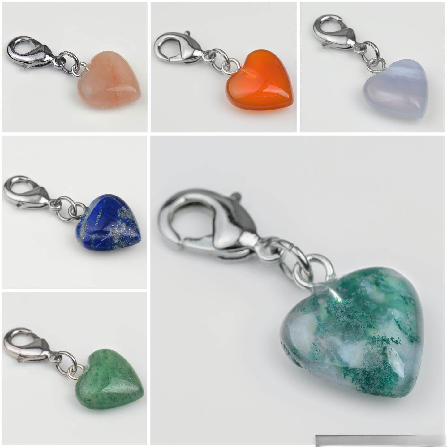 Verschiedene Edelstein Herz Charms Wechselanhänger