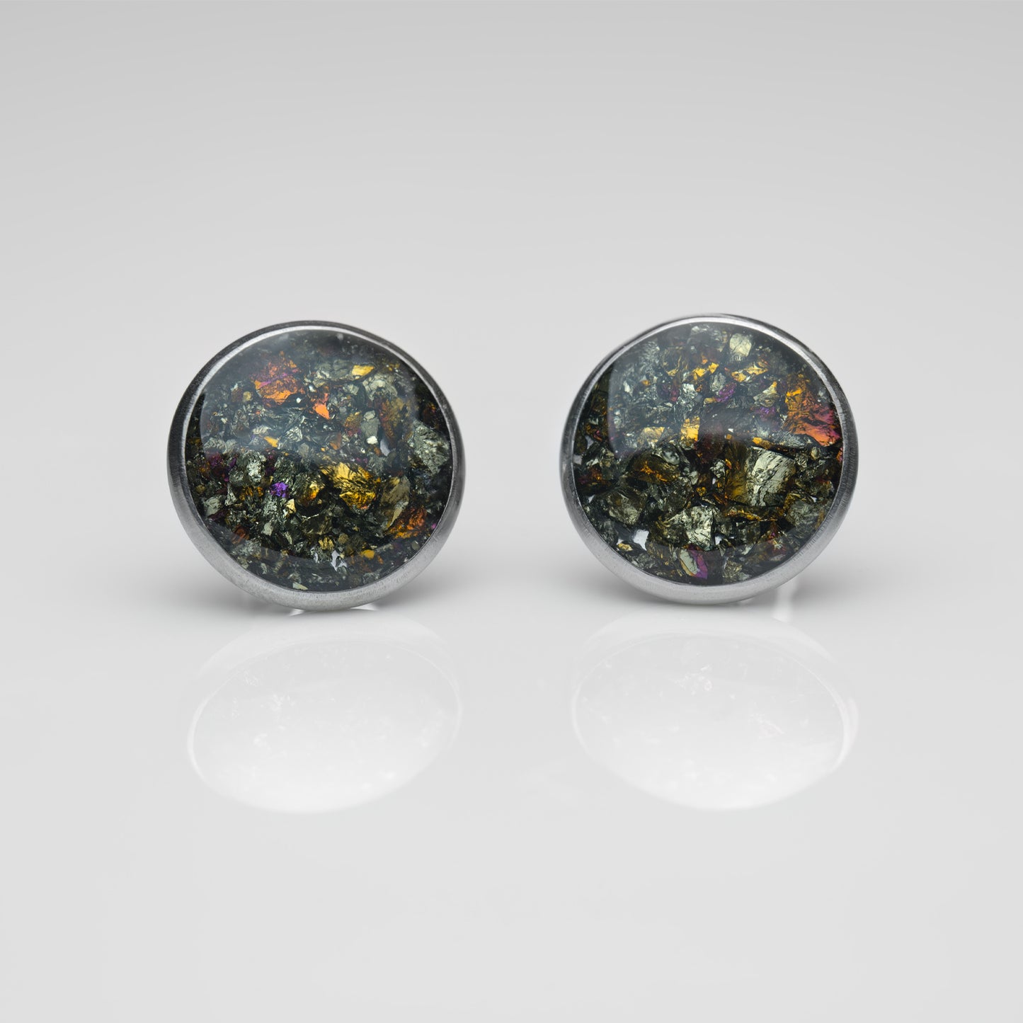 Chalkopyrit Ohrstecker 12mm Edelstahl